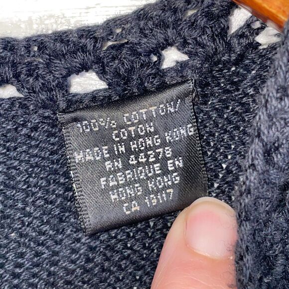 Vintage Christina Rotelli Checkered Floral Applique Sweater Cardigan 100% Cotton - Picture 6 of 12